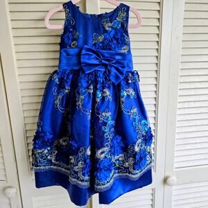Shanil Fancy Special Occasion Girls Blue Dress Size 2 Highly Embellished USA